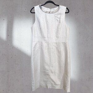 Antonio Melani Andover Sleeveless Sheath Dress sz 14 White Metallic Embellished‎
